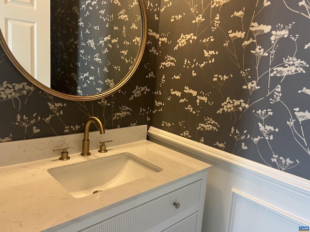 1108 E Jefferson St, Charlottesville, VA 22901 - bathroom with vanity and wallpapered walls