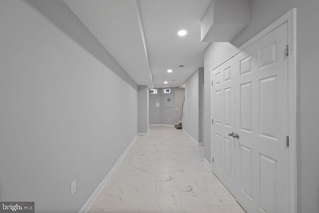1815 N Warwick Ave, Baltimore, MD 21216 - hall with light marble finish flooring and recessed lighting