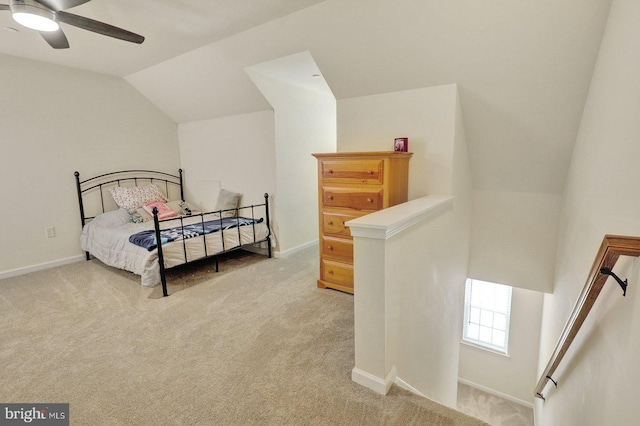 732 Farmwood Ln, Lebanon, PA 17042 - bedroom with light colored carpet, lofted ceiling, and a ceiling fan