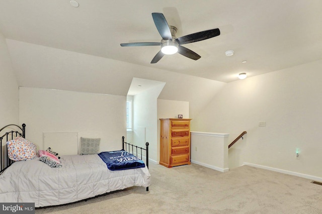 732 Farmwood Ln, Lebanon, PA 17042 - bedroom featuring vaulted ceiling, carpet, and ceiling fan