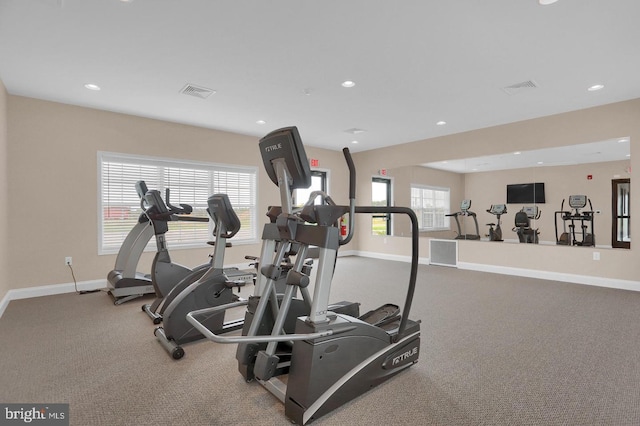 732 Farmwood Ln, Lebanon, PA 17042 - workout room featuring recessed lighting and carpet floors