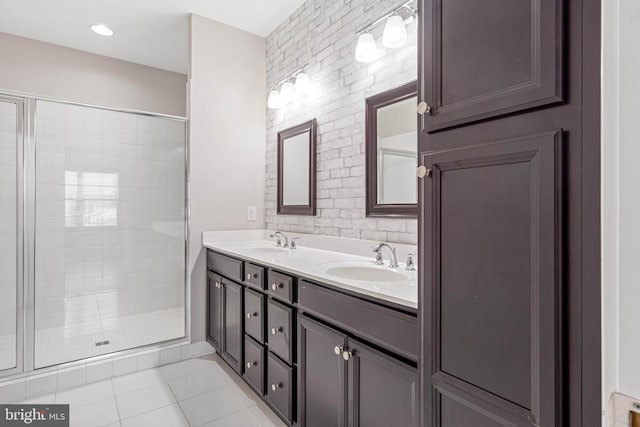 2 Smithfield Ct Unit 8, Ocean View, DE 19970 - full bathroom featuring double vanity, tile patterned floors, and tiled shower