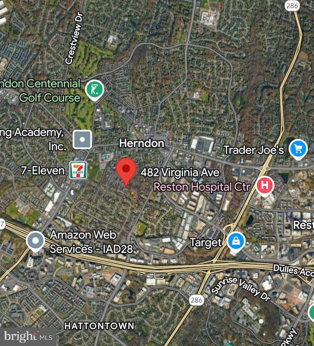 482 Virginia Ave, Herndon, VA 20170 - aerial view of property's location
