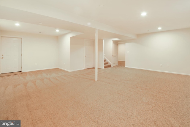 806 Pengrove Ct Lot 54, Bowie, MD 20716 - finished basement with recessed lighting, stairway, and carpet flooring