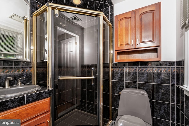 245 Greentree Dr, West Chester, PA 19382 - bathroom featuring tile walls, vanity, and a stall shower