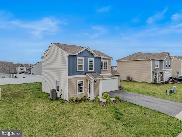 110 Tundra Ct, Bunker Hill, WV 25413 - traditional-style home featuring asphalt driveway, a residential view, a garage, and board and batten siding