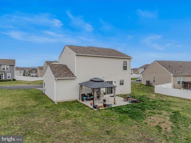 110 Tundra Ct, Bunker Hill, WV 25413 - back of house with a patio area, a gazebo, a residential view, and a shingled roof