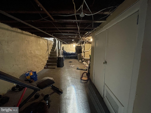 3102 N Taylor St, Philadelphia, PA 19132 - unfinished basement featuring stairway