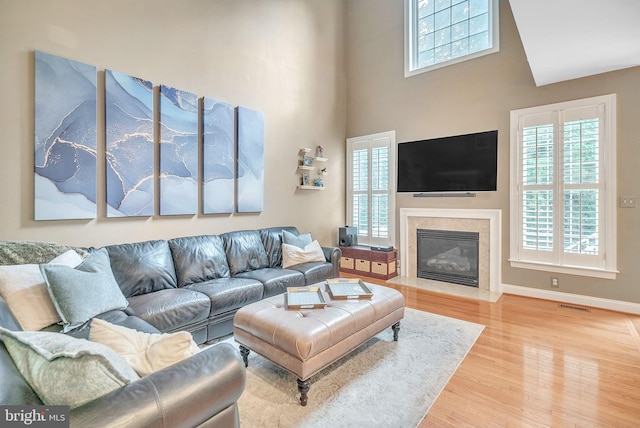 2350 Rosemont Ter, Furlong, PA 18925 - living room with plenty of natural light, wood finished floors, and a towering ceiling