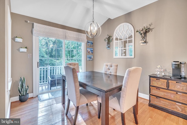 2350 Rosemont Ter, Furlong, PA 18925 - dining area with a chandelier, light wood-style floors, and lofted ceiling