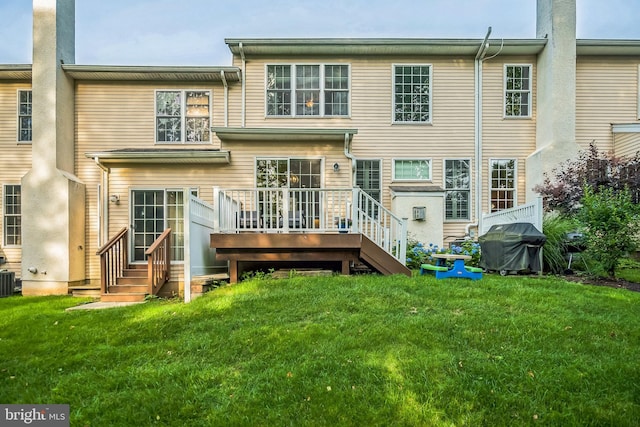 2350 Rosemont Ter, Furlong, PA 18925 - back of property with a lawn, a chimney, and a wooden deck