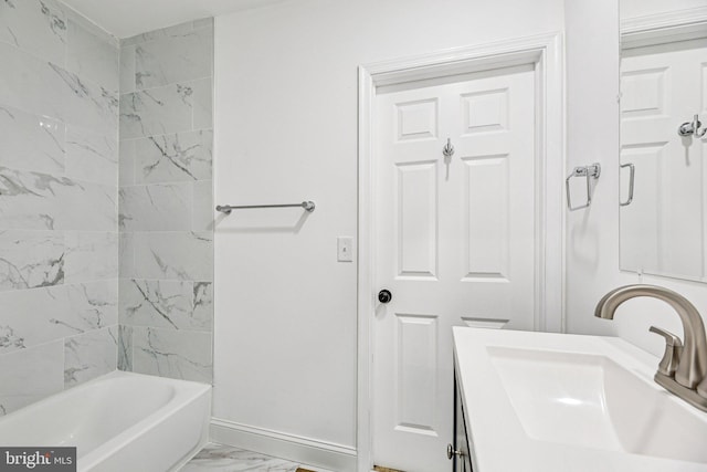 2305 James St, Baltimore, MD 21230 - full bathroom with marble finish flooring, vanity, and bathing tub / shower combination