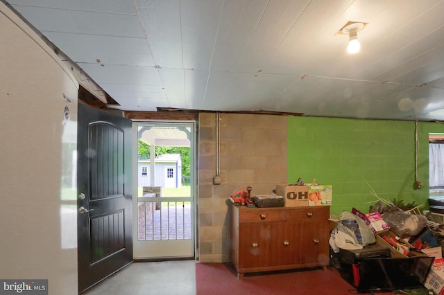 937 Meadow Ln, Millersburg, PA 17061 - foyer entrance with concrete block wall and concrete flooring