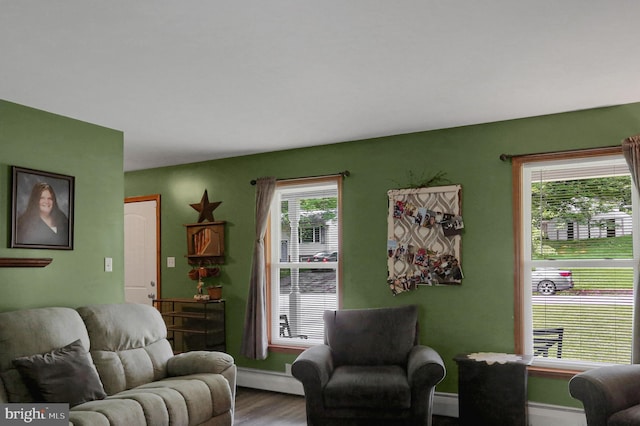 937 Meadow Ln, Millersburg, PA 17061 - living area featuring a baseboard heating unit and wood finished floors