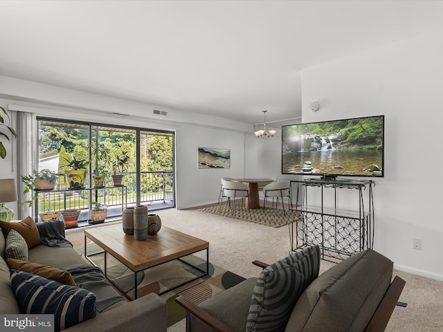 200 Erin Way Unit 204, Reisterstown, MD 21136 - living room featuring carpet flooring and a chandelier