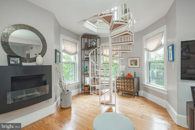 151 N Union St Unit 6, Lambertville, NJ 08530 - sitting room featuring stairway, hardwood / wood-style floors, and a skylight
