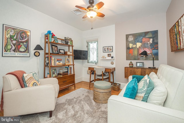151 N Union St Unit 6, Lambertville, NJ 08530 - living area with a ceiling fan and wood finished floors