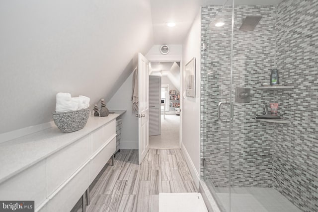 151 N Union St Unit 6, Lambertville, NJ 08530 - full bath featuring vaulted ceiling and a stall shower