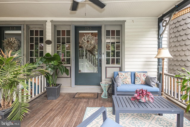 151 N Union St Unit 6, Lambertville, NJ 08530 - entrance to property featuring ceiling fan and covered porch