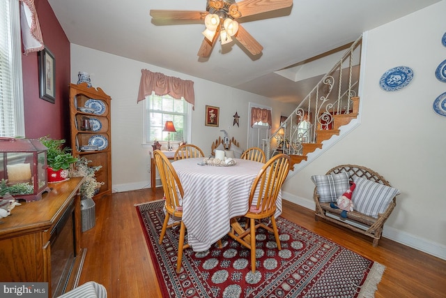 127 Long Rd, King Of Prussia, PA 19406 - dining room featuring stairway, wood finished floors, and ceiling fan