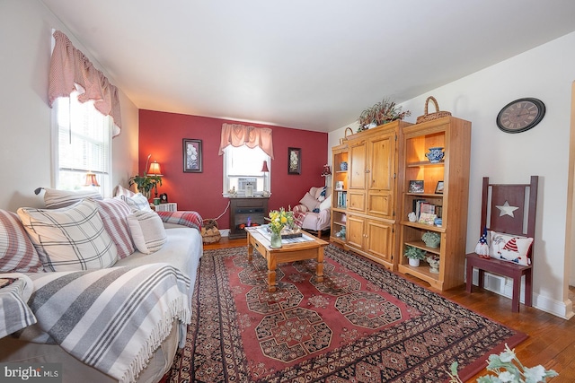 127 Long Rd, King Of Prussia, PA 19406 - living room with dark wood-style flooring and baseboards