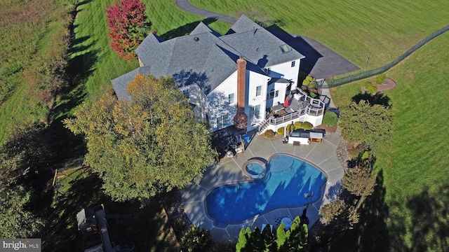 18132 Shenstone Run Ct, Leesburg, VA 20175 - view from above of property with a pool