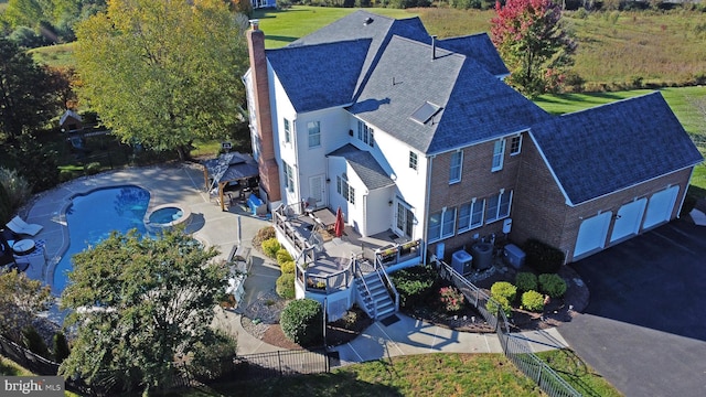 18132 Shenstone Run Ct, Leesburg, VA 20175 - aerial view of property and surrounding area with a pool