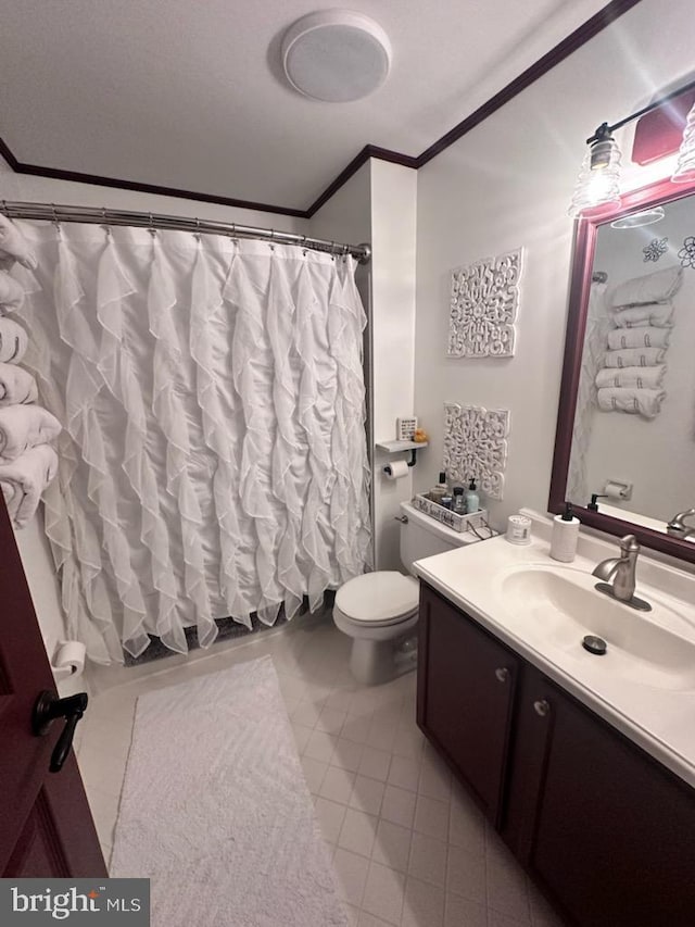 33 Aspen Ct, Bordentown, NJ 08505 - bathroom with vanity, crown molding, and tile patterned flooring