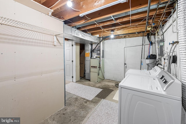 166 Center St Unit 166, Hanover, PA 17331 - unfinished basement with washing machine and clothes dryer, heating unit, and water heater