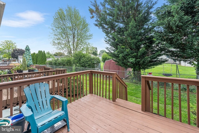 166 Center St Unit 166, Hanover, PA 17331 - wooden terrace with a fenced backyard and a shed