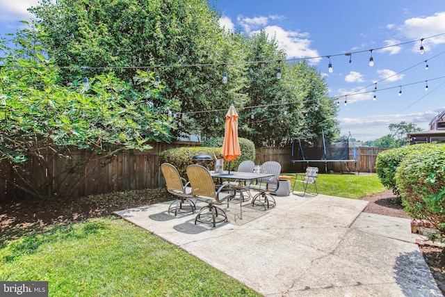 3909 17th St NE, Washington, DC 20018 - fenced backyard with a trampoline and a patio area
