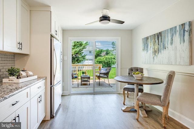 147 Meadowbrook Ave, Upper Darby, PA 19082 - dining space with light wood-type flooring and ceiling fan