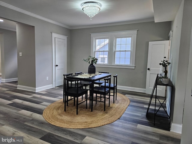 2900 Westfield Ave, Baltimore, MD 21214 - dining room with ornamental molding, wood finished floors, and a chandelier