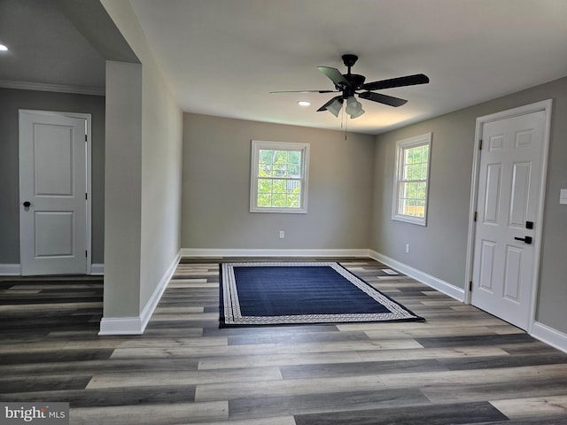 2900 Westfield Ave, Baltimore, MD 21214 - foyer with a ceiling fan, recessed lighting, and wood finished floors