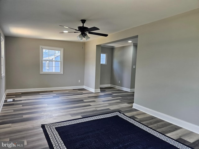 2900 Westfield Ave, Baltimore, MD 21214 - spare room featuring wood finished floors, ceiling fan, and recessed lighting