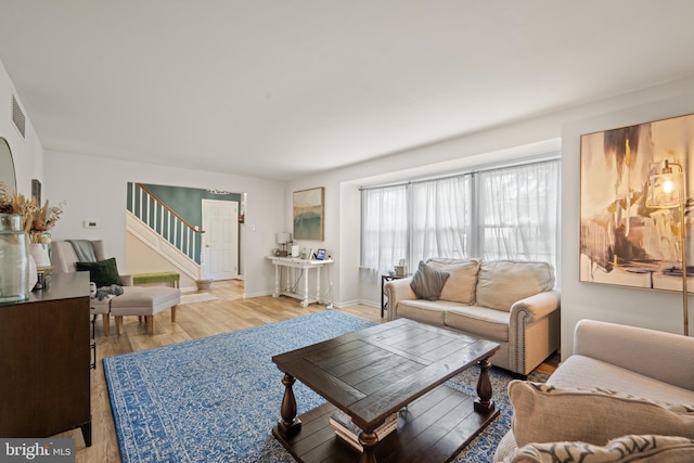 3007 Concord Dr, Cinnaminson, NJ 08077 - living room with wood finished floors and stairs