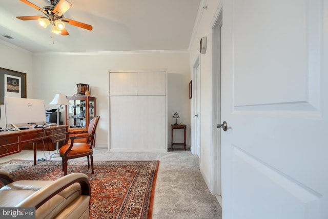 401 Bold Ruler Ct Unit 403, Havre De Grace, MD 21078 - office featuring light colored carpet, crown molding, and a ceiling fan