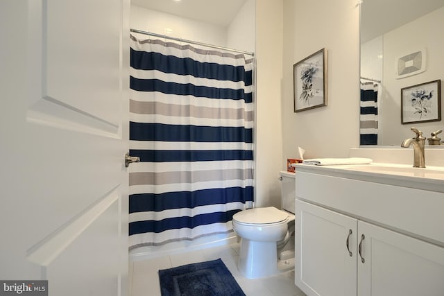 401 Bold Ruler Ct Unit 403, Havre De Grace, MD 21078 - bathroom with vanity, tile patterned floors, and a shower with shower curtain