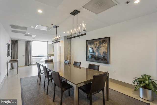2001 15th St N Unit 319, Arlington, VA 22201 - dining space featuring recessed lighting, a chandelier, and light tile patterned flooring