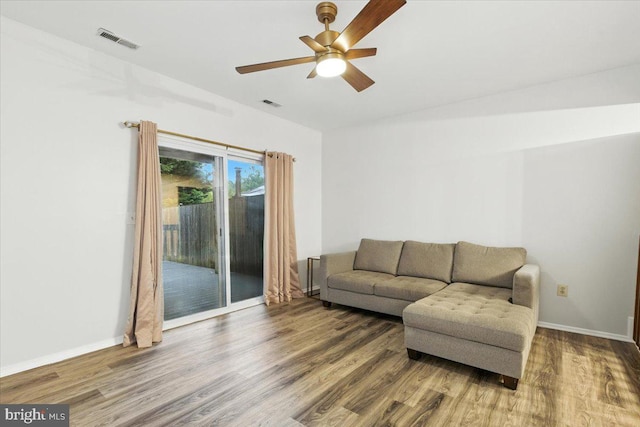 1348 Hazel Nut Ct, Annapolis, MD 21409 - living room featuring a ceiling fan and wood finished floors