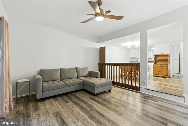1348 Hazel Nut Ct, Annapolis, MD 21409 - living area featuring a ceiling fan and wood finished floors