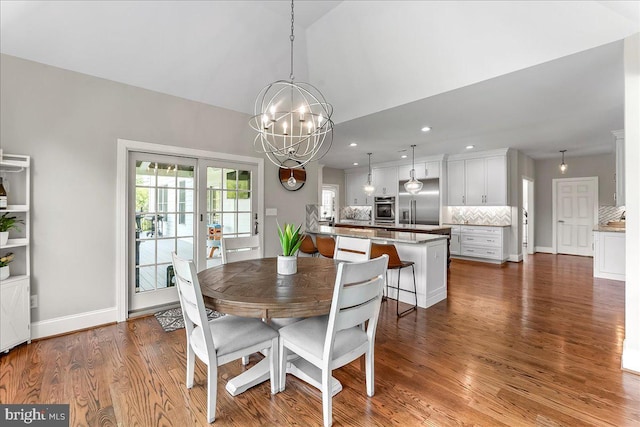 203 Geist View Cir, Media, PA 19063 - dining area with a chandelier, wood finished floors, and recessed lighting