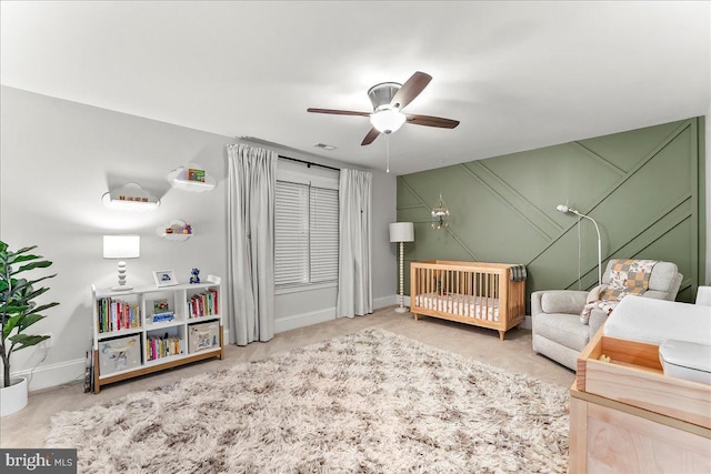 203 Geist View Cir, Media, PA 19063 - bedroom with a nursery area, carpet floors, and ceiling fan