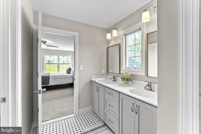 203 Geist View Cir, Media, PA 19063 - full bathroom featuring double vanity, connected bathroom, and ceiling fan