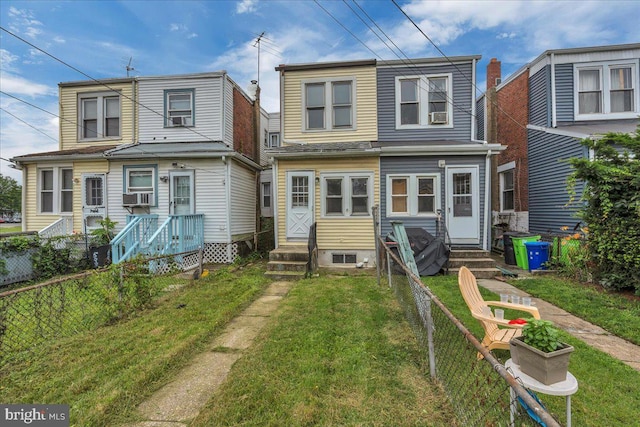 521 Bergen St, Gloucester City, NJ 08030 - rear view of house featuring entry steps, a fenced backyard, and cooling unit