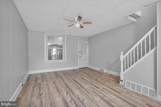 521 Bergen St, Gloucester City, NJ 08030 - entryway featuring a ceiling fan, a paneled ceiling, wood finished floors, and stairs