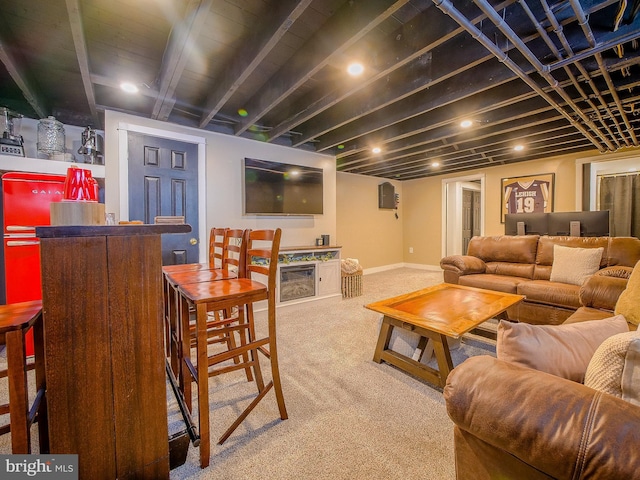 121 Wayne Ave, Springfield, PA 19064 - living area featuring carpet floors and a dry bar