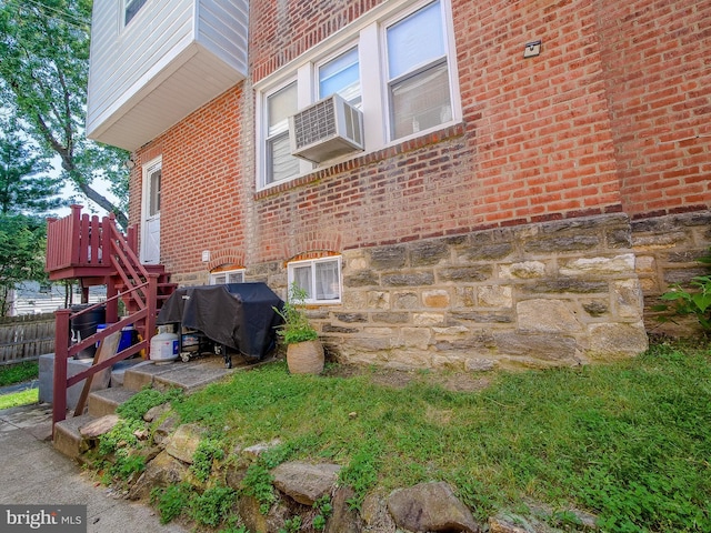 121 Wayne Ave, Springfield, PA 19064 - view of home's exterior featuring cooling unit, brick siding, and stone siding