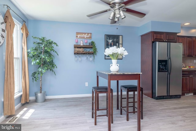 3112 Victoria Ct, Bensalem, PA 19020 - dining area with light wood-type flooring, healthy amount of natural light, a ceiling fan, and recessed lighting
