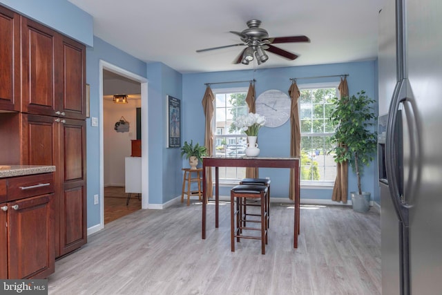 3112 Victoria Ct, Bensalem, PA 19020 - dining space featuring ceiling fan and light wood-style floors